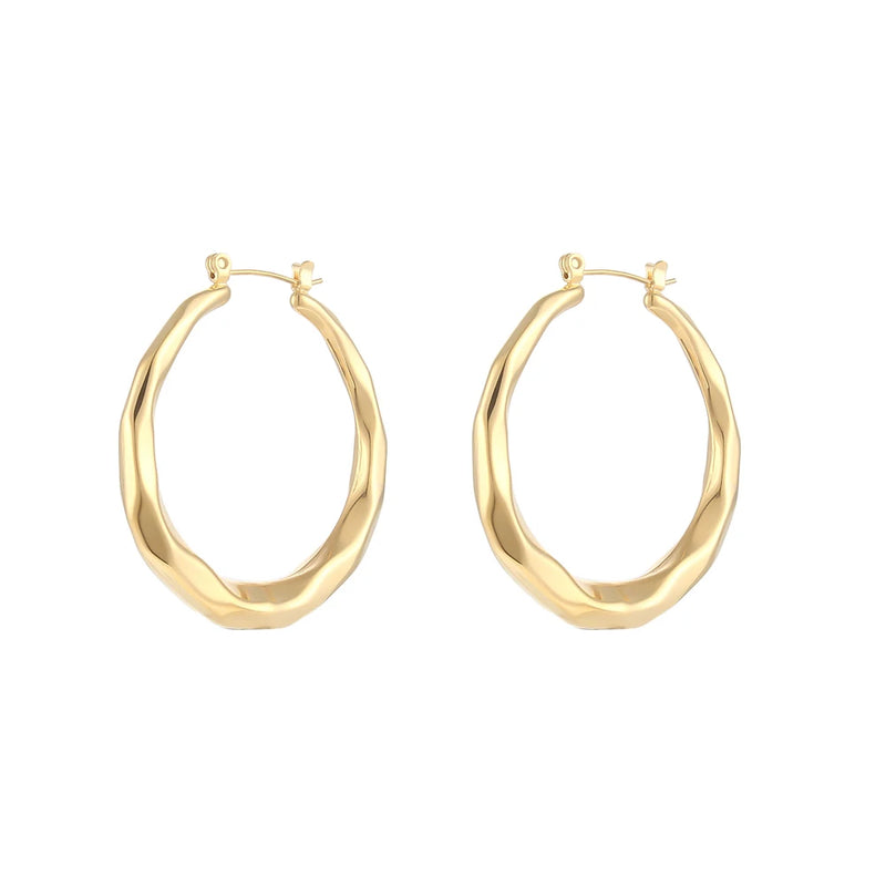 Diamond Shape Stainless Steel Hoop Earrings 18K PVD Plated Jewelry