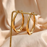 Diamond Shape Stainless Steel Hoop Earrings 18K PVD Plated Jewelry