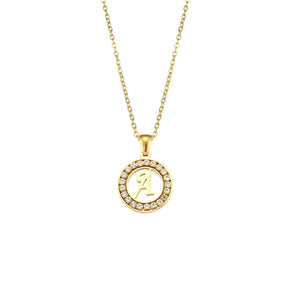 Hollow Round Zircon Paved 26 Alphabet Initial Necklace