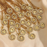 Hollow Round Zircon Paved 26 Alphabet Initial Necklace
