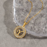 Hollow Round Zircon Paved 26 Alphabet Initial Necklace
