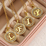 Hollow Round Zircon Paved 26 Alphabet Initial Necklace