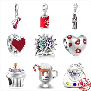Hot Cocoa Dumbbell Charm Bead for Bracelet 925 Silver DIY Jewelry