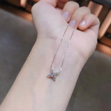925 Sterling Silver Glitter Cross Zircon Clavicle Chain Women Banquet Jewelry