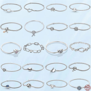 925 Silver Heart Snake Chain Bracelet for Women Girls