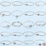 925 Silver Heart Snake Chain Bracelet for Women Girls