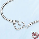 925 Silver Heart Snake Chain Bracelet for Women Girls