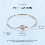 925 Silver Heart Snake Chain Bracelet for Charms Beads DIY Jewelry Women