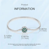 925 Silver Heart Snake Chain Bracelet for Charms Beads DIY Jewelry Women