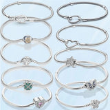 925 Silver Heart Snake Chain Bracelet for Charms Beads DIY Jewelry Women