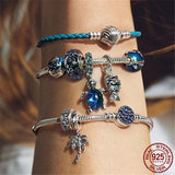 925 Silver Heart Snake Chain Bracelet for Charms Beads DIY Jewelry Women