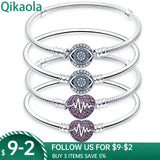 925Silver Heartbeat Bracelet for Beads Charms Bangle DIY Gift Women