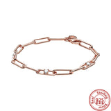 925 Silver Bangle Bracelet Crown Heart Sparkling Charm Beads DIY Jewelry