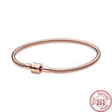 925 Silver Bangle Bracelet Crown Heart Sparkling Charm Beads DIY Jewelry