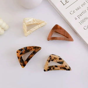 Triangle Leopard Print Hair Claw for Woman Girls