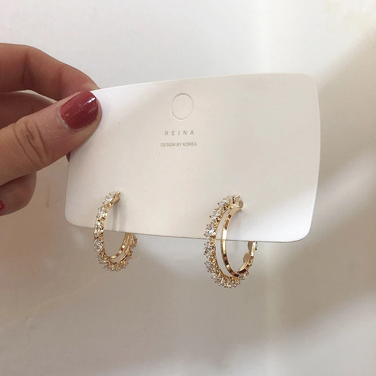 Elegant Zircon Hoop Earrings for Women