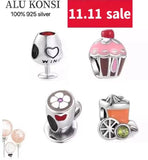 925 Sterling Silver Pan Beads for Bracelet DIY