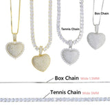 Iced Out CZ Heart Pendant Necklace Hip Hop Women Tennis Chain Choker