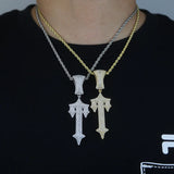 Cross Sword Pendant Necklace CZ Charm Men Jewelry