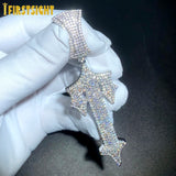 Cross Sword Pendant Necklace CZ Charm Men Jewelry