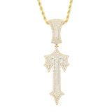 Cross Sword Pendant Necklace CZ Charm Men Jewelry