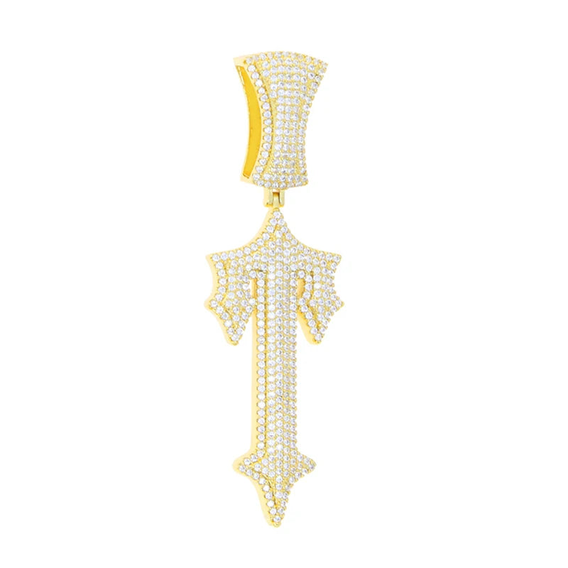 Cross Sword Pendant Necklace CZ Charm Men Jewelry