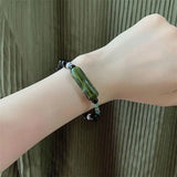 Olive Jade Bamboo Bracelet Beaded Couple Bracelet Gift Jewelry