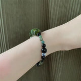 Olive Jade Bamboo Bracelet Beaded Couple Bracelet Gift Jewelry