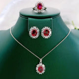 Ruby Pendant Diamond 925 Silver Necklace Women European American Suit