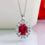 Ruby Pendant Diamond 925 Silver Necklace Women European American Suit
