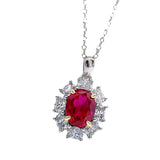 Ruby Pendant with Diamond 925 Silver Necklace Women's INS Style Set