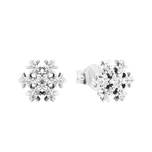 Sterling Silver Snowflake Crystal Stud Earrings for Women
