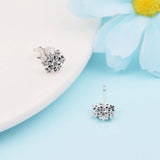 Sterling Silver Snowflake Crystal Stud Earrings for Women