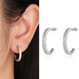 Zircon 925 Silver C-Shaped Earrings for Women