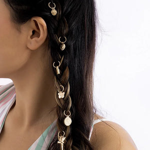 Punk Style Retro Alloy Lock Coin Elf Hair Circle