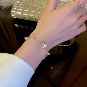 Pearl Butterfly Bracelet All-match Female Jewelry Gift
