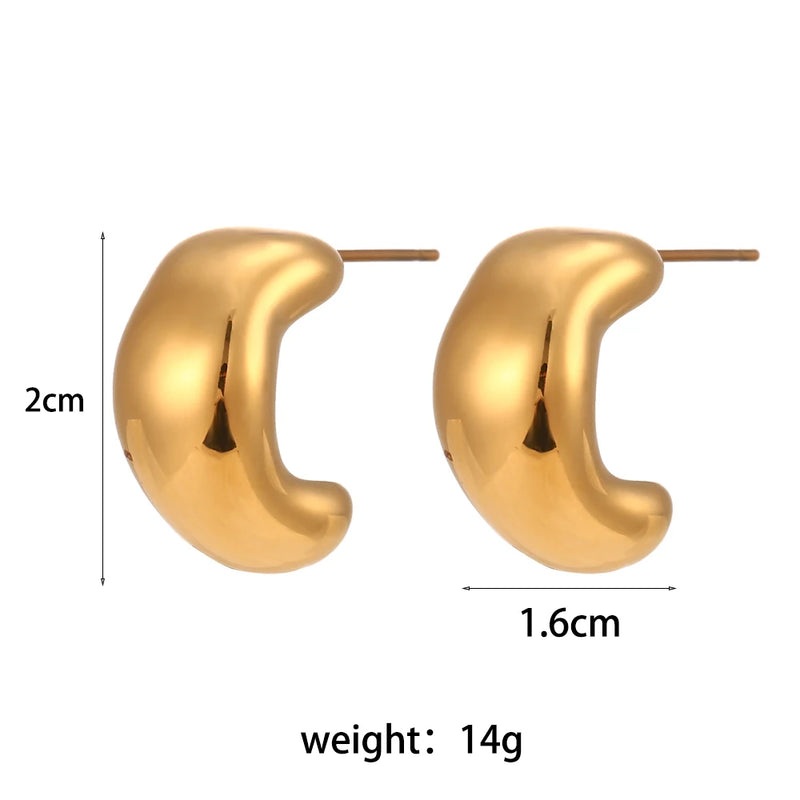 18K Plated Stainless Steel Stud Earrings For Woman