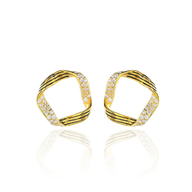 Irregular Twist Earrings 925 Sterling Silver for Women Wedding Jewelry