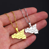 Sicily Map City Name Pendant Necklace Italian Stainless Steel Jewelry
