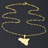 Sicily Map City Name Pendant Necklace Italian Stainless Steel Jewelry