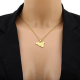 Sicily Map City Name Pendant Necklace Italian Stainless Steel Jewelry