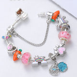 Cartoon Rainbow Charm Bracelet with Elk Pendant, Girl Summer Gift