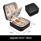 Travel Jewelry Box Organizer Mirror Display Storage Case