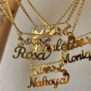 Butterfly Name Necklace Heart Choker Personalized Gift