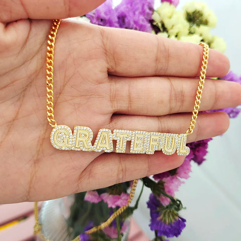 Diamond Initial Name Necklace Personalized Crystal Pendant