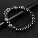 Hematite Tiger Eye Turquoise Beaded Bracelet Stainless Steel Charm