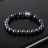 Hematite Tiger Eye Turquoise Beaded Bracelet Stainless Steel Charm
