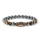 Hematite Tiger Eye Turquoise Beaded Bracelet Stainless Steel Charm