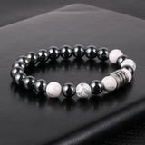 Hematite Tiger Eye Turquoise Beaded Bracelet Stainless Steel Charm