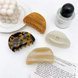 Korea 7.5cm Plaid Checkerboard Claw Clip Acetate Semicircular Shell Grid Lattice